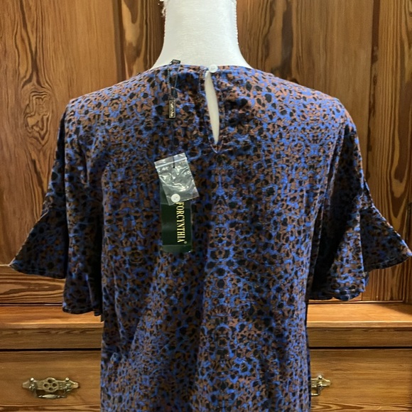 NWT FORCYNTHIA top blue animal print M - Picture 7 of 13